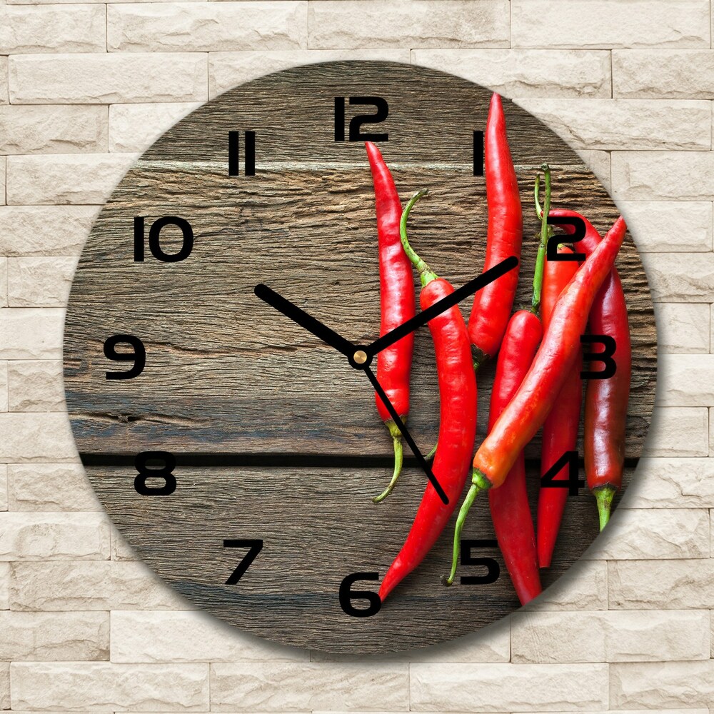 Zegar szklany okrągły Papryczki chilli