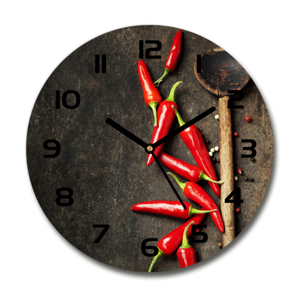 Zegar szklany na ścianę Papryczki chilli
