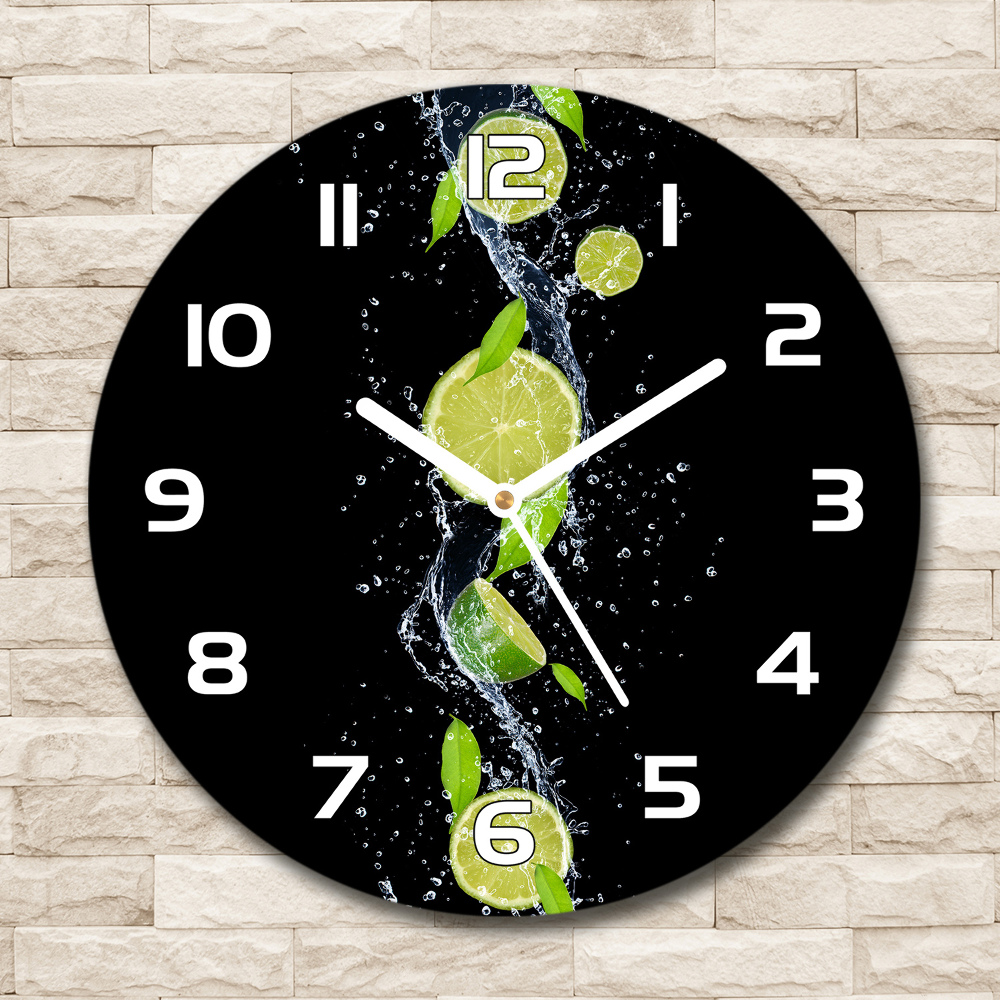 Zegar szklany na ścianę Limonki i woda