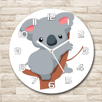 Zegar szklany okrągły Koala na drzewie