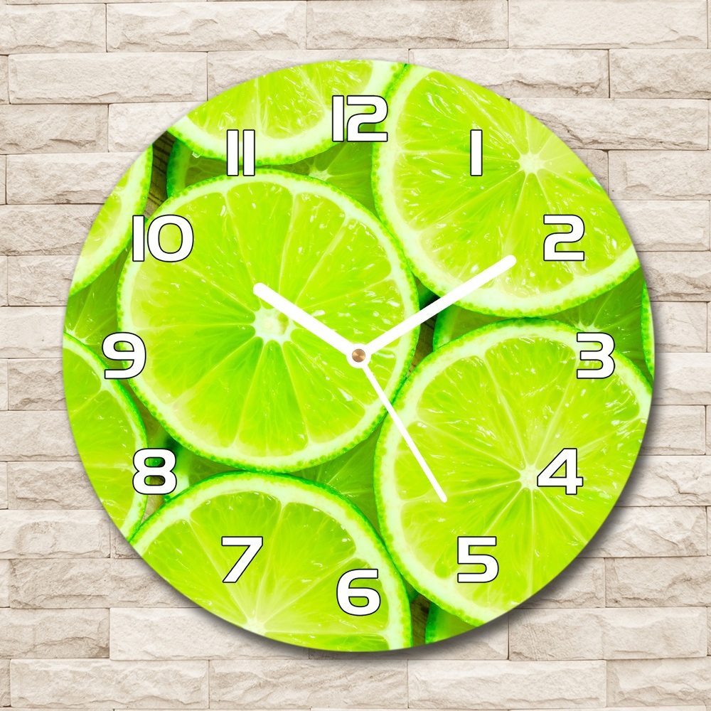 Zegar ścienny szklany okrągły Limonki