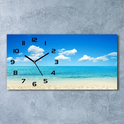 Zegar ścienny szklany cichy Rajska plaża
