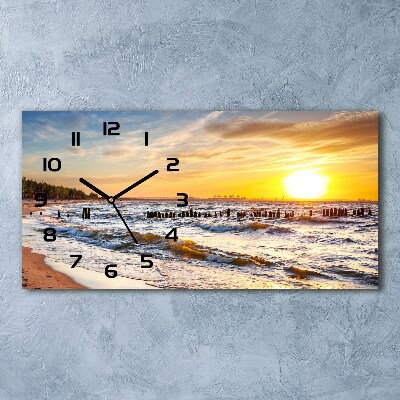 Zegar ścienny szklany Zachód słońca plaża