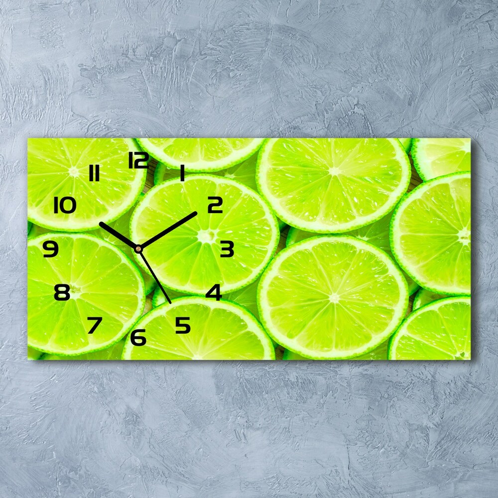 Nowoczesny zegar ścienny szklany Limonki